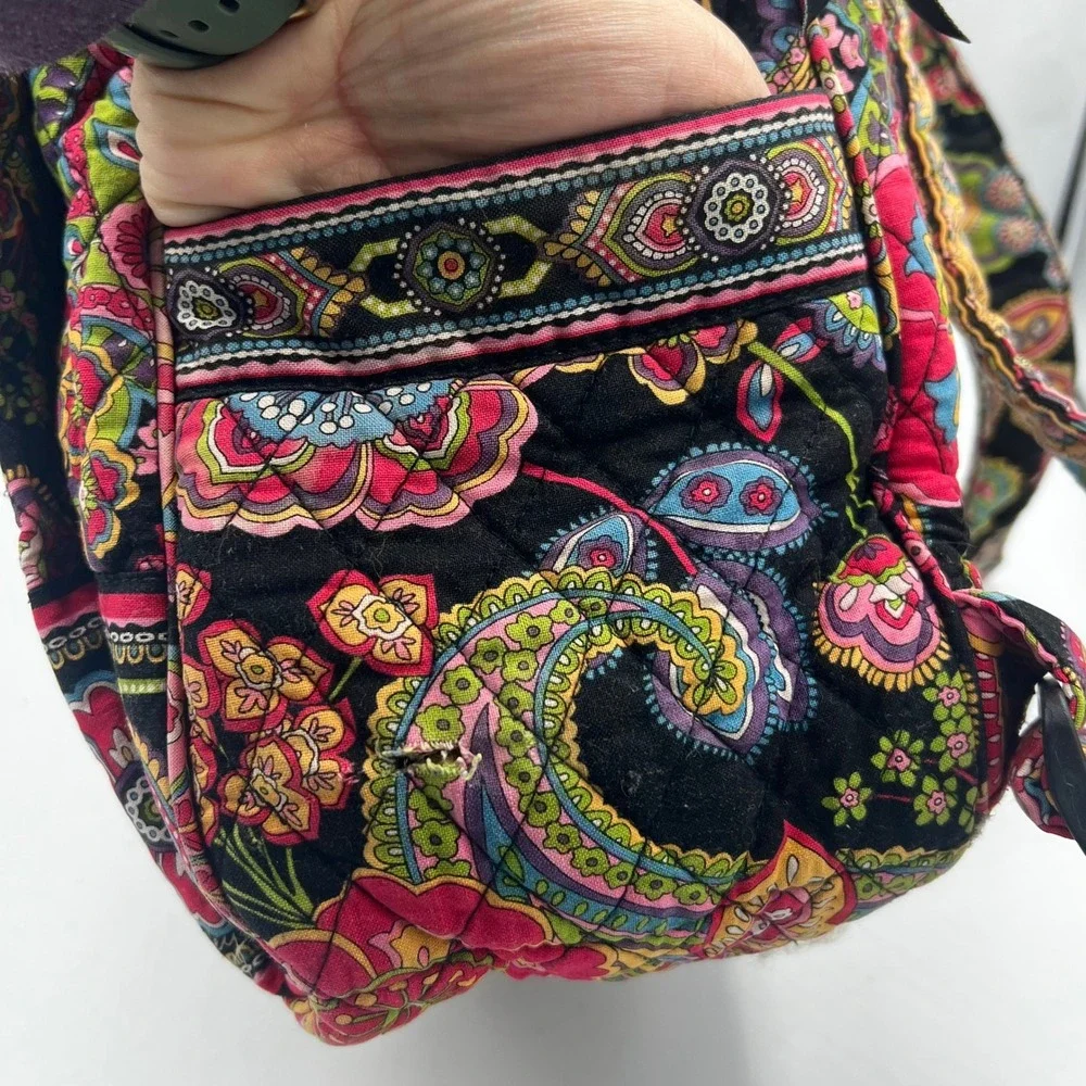 Vera Bradley Quilted Cotton Backpack Black Floral 15